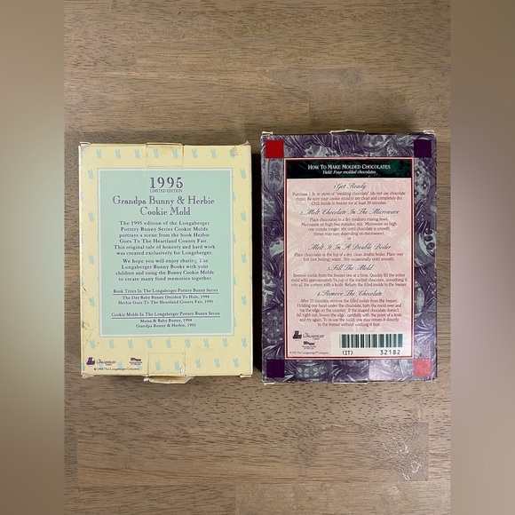 Longaberger Easter Cookie Mold Vintage In Box 1995 & 1996 Easter‎ Bunny & Basket - Picture 6 of 16